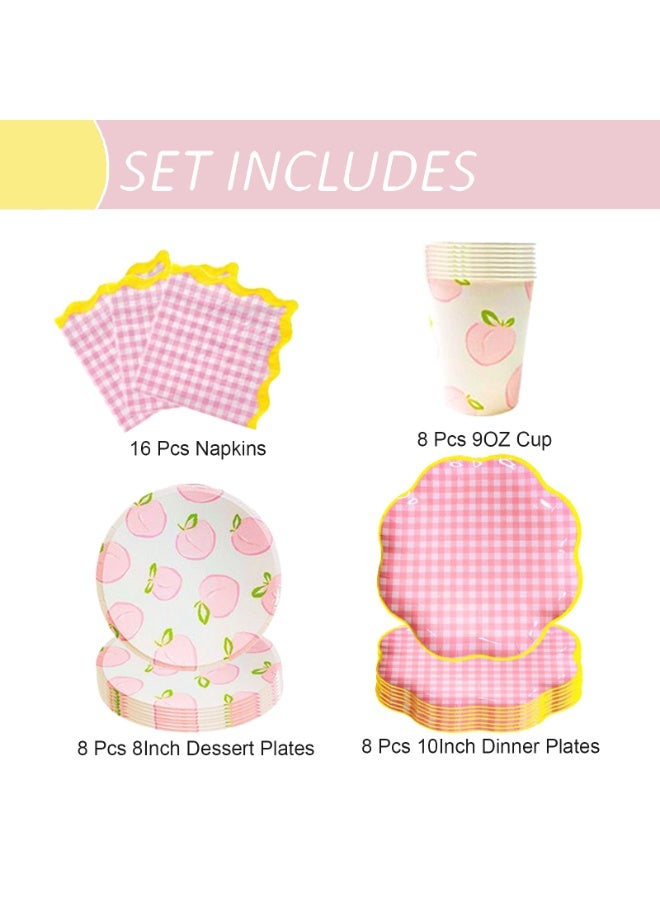 Home Smart Fruit Series Dessert Plates (8" & 10.5"), Cups (9oz, 8 Pcs), Napkins (6.5" x 6.5", 16 Pcs) - Elegant Fruit Series Set for Parties, Gatherings, Birthday and Special Occasions - Image 3